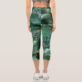 アガテグリーン金ゴールドグリッター大理石あなたの名前レギンス カプリレギンス (裏面)