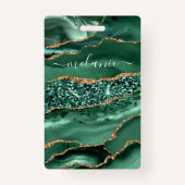 アガテグリーン金ゴールドグリッター大理石名バッジ バッジ (裏面)