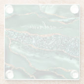 アガテグリーン金ゴールドマーブルコースター名前をカスタムする ガラスコースター (裏面)