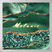 アガテグリーン金ゴールド大理石あなたの名前フォイルプリント 箔ポスター (正面)