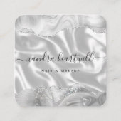 アガテグレーシルバーグリッターラグジュアリーラウンドコーナーズ スクエア名刺 (正面)