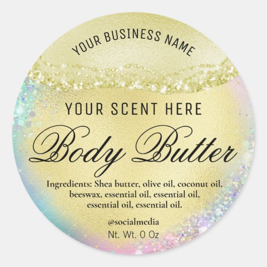 アガテゴールドフォイルユニコーンカラー体バターラベル ラウンドシール (正面)