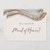 アガテストーンマーブルメイド・オブ・オーナー(花嫁付き添い人)カード サンキューカード (正面/裏面)