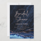アガテネイビーブルーバラ金ゴールドブライダルシャワー 招待状 (正面)