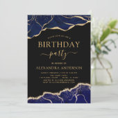 アガテネイビーブルーバースデーパーティー任意の年齢招待状 招待状 (スタンド正面)