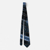 アガテネイビーブルー金ゴールドグリッタージェムストーンネックタイ ネクタイ (裏面)