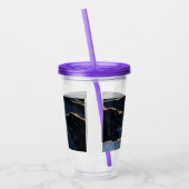 アガテネイビーブルー金ゴールドジェムストーンマーブルモノグラム名 アクリルタンブラー (左)