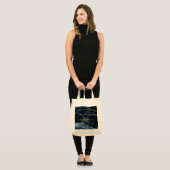 アガテネイビーブルー金ゴールドジェムストーンマーブルモノグラム名 トートバッグ (正面(モデル))