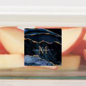 アガテネイビーブルー金ゴールドジェムストーンマーブルモノグラム名 ラベル (貼付)