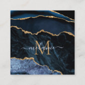 アガテネイビーブルー金ゴールドジェムストーンマーブルモノグラム名 割引カード (裏面)