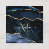 アガテネイビーブルー金ゴールドジェムストーンマーブルモノグラム名 割引カード (正面)