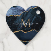 アガテネイビーブルー金ゴールドジェムストーンマーブルモノグラム フェイバータグ (裏面)