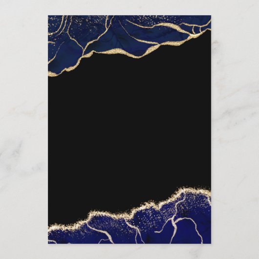 アガテネイビーブルー金ゴールドブルー結婚ズ 招待状 (裏面)