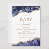 アガテネイビーブルー金ゴールドベビーシャワー招待状 招待状 (正面)