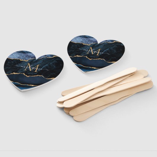 アガテネイビーブルー金ゴールド名前をカスタムするレターハンドファン ハンドファン (組立なし)