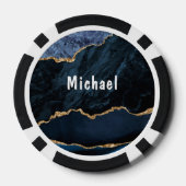 アガテネイビーブルー金ゴールド大理石あなたの名前トランプのポーカーチップ ポーカーチップ (裏面)