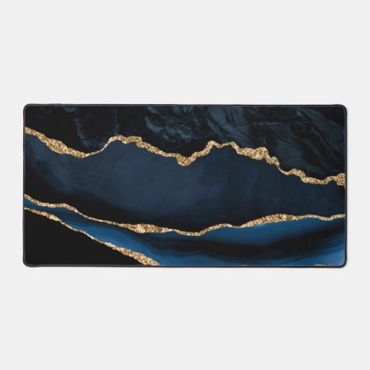 アガテネイビーブルー金ゴールド大理石 デスクマット (正面)