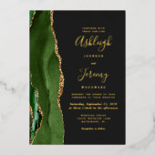 アガテハンターグリーン金ゴールドダーク結婚ズ 箔招待状 (正面)