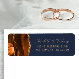 アガテバーンオレンジネイビー結婚ズ差出人住所 ラベル