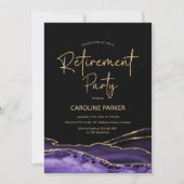 アガテパープルブラック金ゴールド退職パーティー 招待状 (正面)