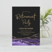 アガテパープルブラック金ゴールド退職パーティー 招待状 (スタンド正面)