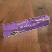 アガテパープル金ゴールドカスタムグリッターデスク名プレート デスクネームプレート (側面)