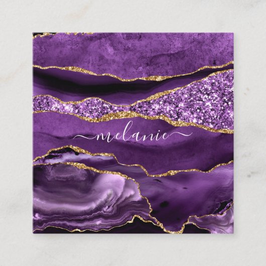 アガテパープル金ゴールドグリッターあなたの名前文字 割引カード (正面)