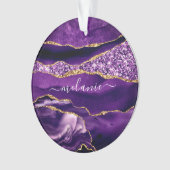 アガテパープル金ゴールドグリッターカスタム大理石あなたの名前 オーナメント (正面)