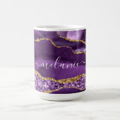 アガテパープル金ゴールドグリッターコーヒーマグ名前をカスタムする コーヒーマグカップ (中央)