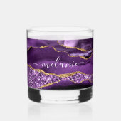 アガテパープル金ゴールドグリッターマーブル名前をカスタムする ウイスキーグラス (裏面)