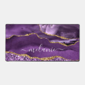 アガテパープル金ゴールドグリッターマーブル名前をカスタムする デスクマット (正面)