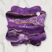 アガテパープル金ゴールドグリッター名前をカスタムするギフトラベル フェイバータグ (裏面)