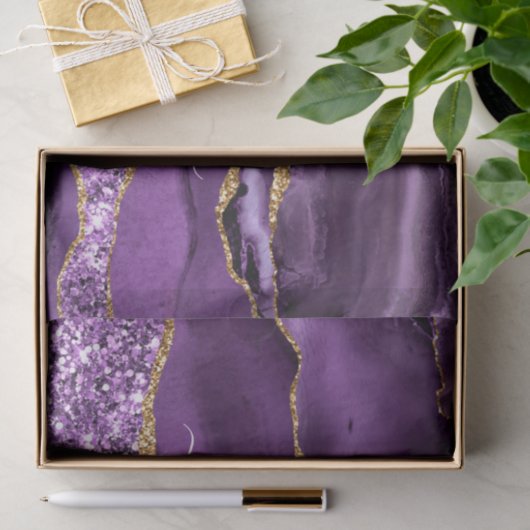 アガテパープル金ゴールドグリッター名前をカスタムするティッシュペーパー 薄葉紙 (ギフト)