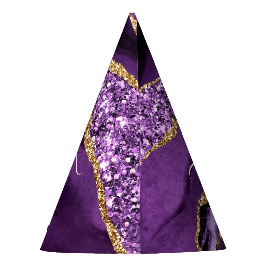 アガテパープル金ゴールドグリッター名前をカスタムするパーティーハット パーティーハット (裏面)