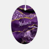 アガテパープル金ゴールド名前をカスタムするクリスマスオーナメント メタルオーナメント (正面右)