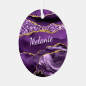 アガテパープル金ゴールド名前をカスタムするクリスマスオーナメント メタルオーナメント (正面左)
