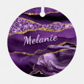 アガテパープル金ゴールド名前をカスタムするクリスマスオーナメント メタルオーナメント (正面)
