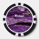 アガテパープル金ゴールド大理石名前をカスタムするトランプのポーカーチップ ポーカーチップ (正面)