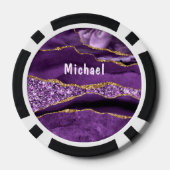 アガテパープル金ゴールド大理石名前をカスタムするトランプのポーカーチップ ポーカーチップ (裏面)