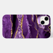 アガテパープル金ゴールド大理石名前をカスタムするiPhoneケース Case-Mate iPhoneケース (裏面 (横))