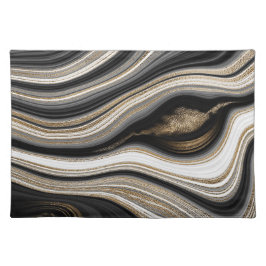 アガテブラックアンド金ゴールドモダンエレガント ランチョンマット
