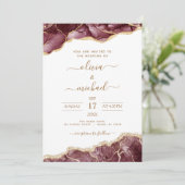 アガテブルゴーニュモダン金ゴールド結婚ズ 招待状 (スタンド正面)