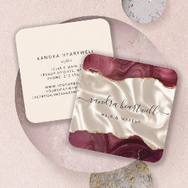 アガテブルゴーニュ金ゴールドグリッターアイボリーシルク スクエア名刺