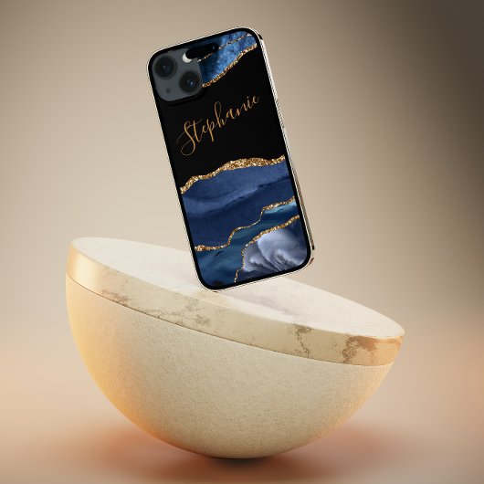 アガテブルー金ゴールドグリッター名前をカスタムする Case-Mate iPhoneケース