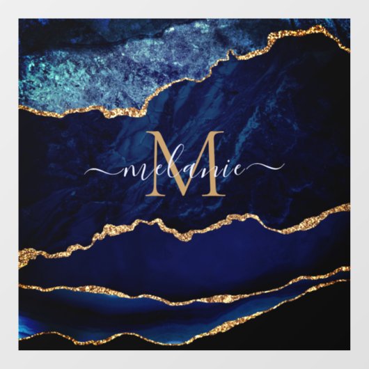 アガテブルー金ゴールド大理石名レターウィンドウの貼り付け ウィンドウサイン (シート)