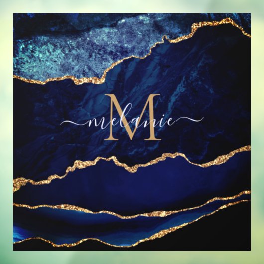 アガテブルー金ゴールド大理石名レターウィンドウの貼り付け ウィンドウサイン (シート3)