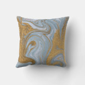 アガテベビーブルー金ゴールド大理石名前をカスタムする文字 クッション (裏面)