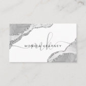 アガテマーブルシルバーグレーグリッターモノグラム 名刺 (正面)