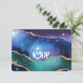 アガテマーブルパープルブルーティール(緑がかった色)結婚ズ詳細 出欠カード (スタンド正面)