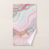 アガテマーブルブルーモダンピンク金ゴールドコレクション バスタオルセット (ハンドタオル)